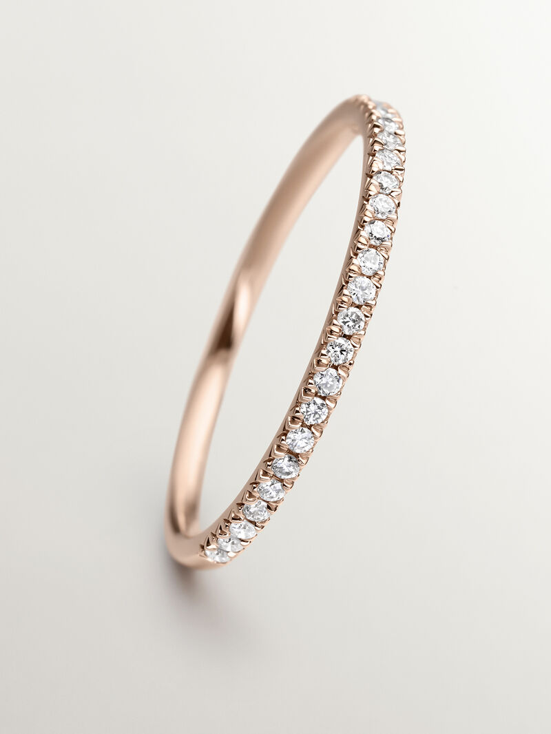 18K rose gold ring with brilliant cut diamonds image number 4