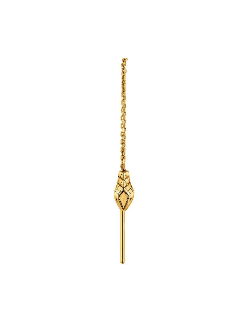 Individual 925 silver earring bathed in 18K yellow gold with a snake head. image number 2
