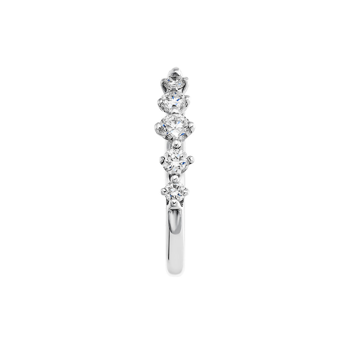 Single small hoop earring in 18k white gold with 0.071ct diamonds, J04008-01-H, hi-res