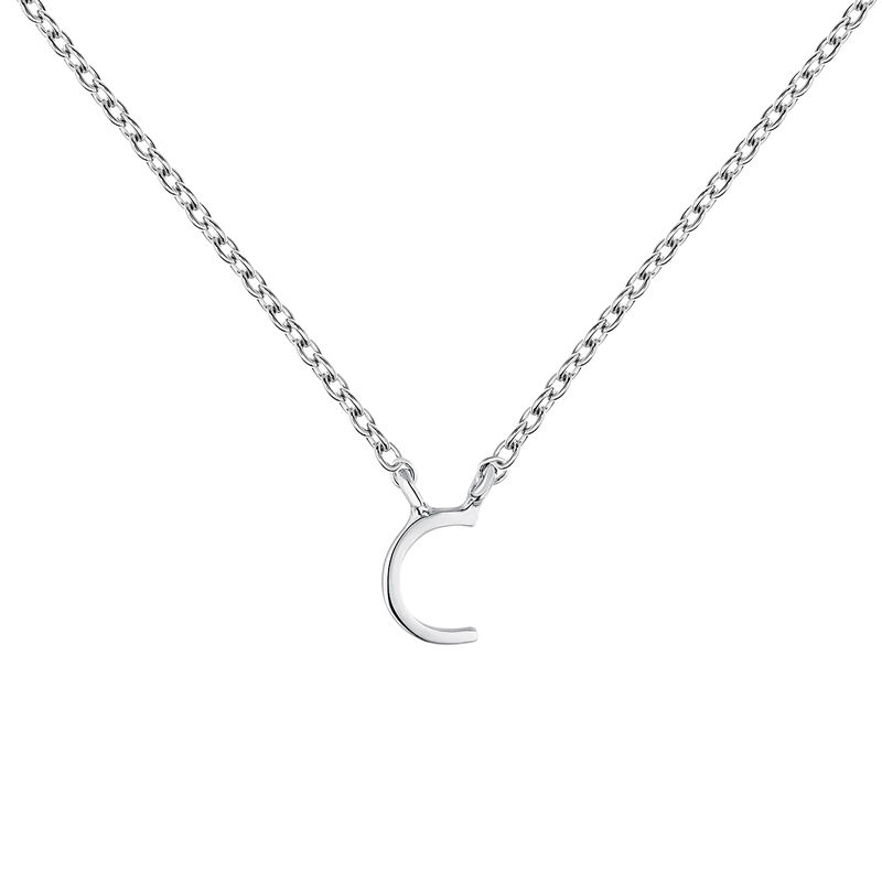 White gold Initial C necklace , J04382-01-C, mainproduct