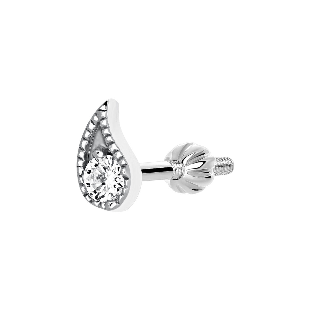 Boucle d’oreille piercing diamant or blanc 0,07 ct , J03385-01-H, mainproduct
