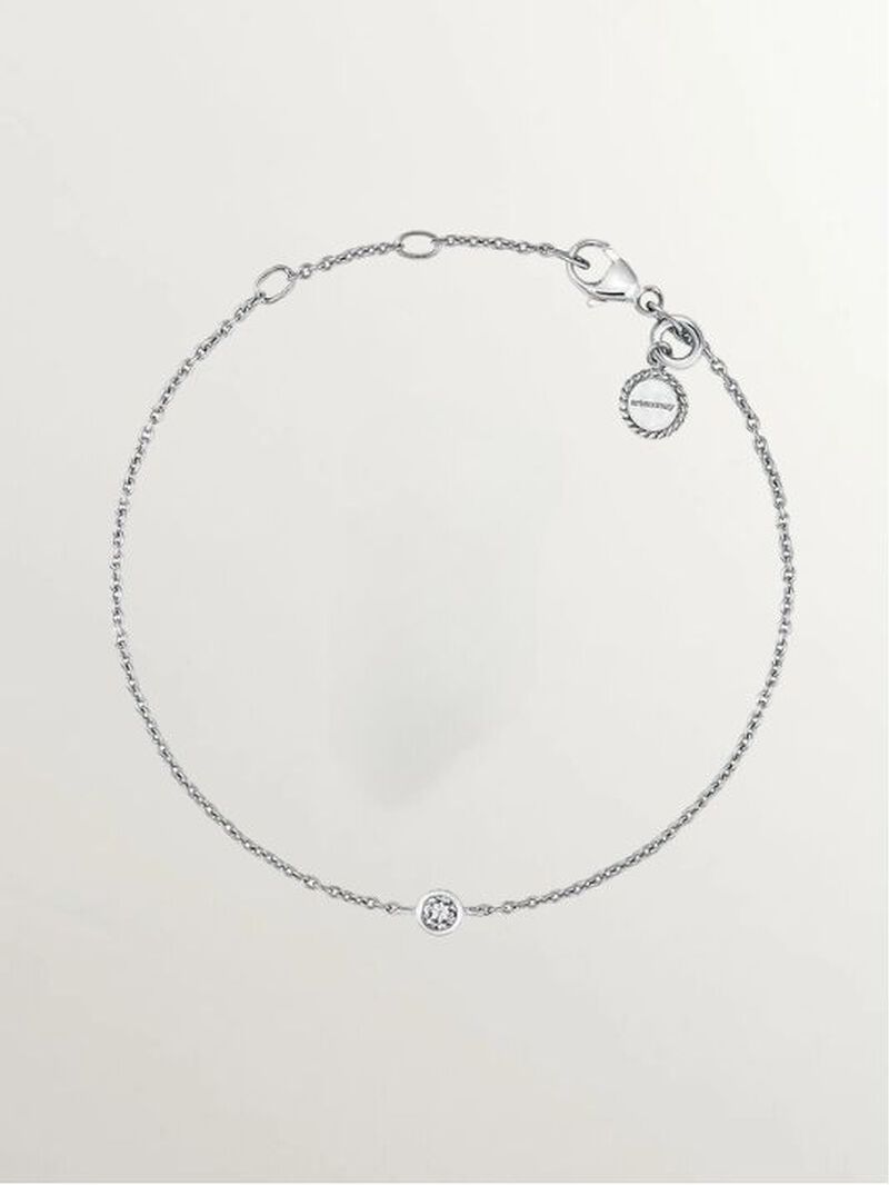 925 Silver Solitaire Bracelet with White Topaz image number 0