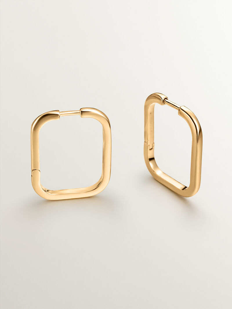 Large square hoop earrings made of 925 silver coated in 18K yellow gold image number 0