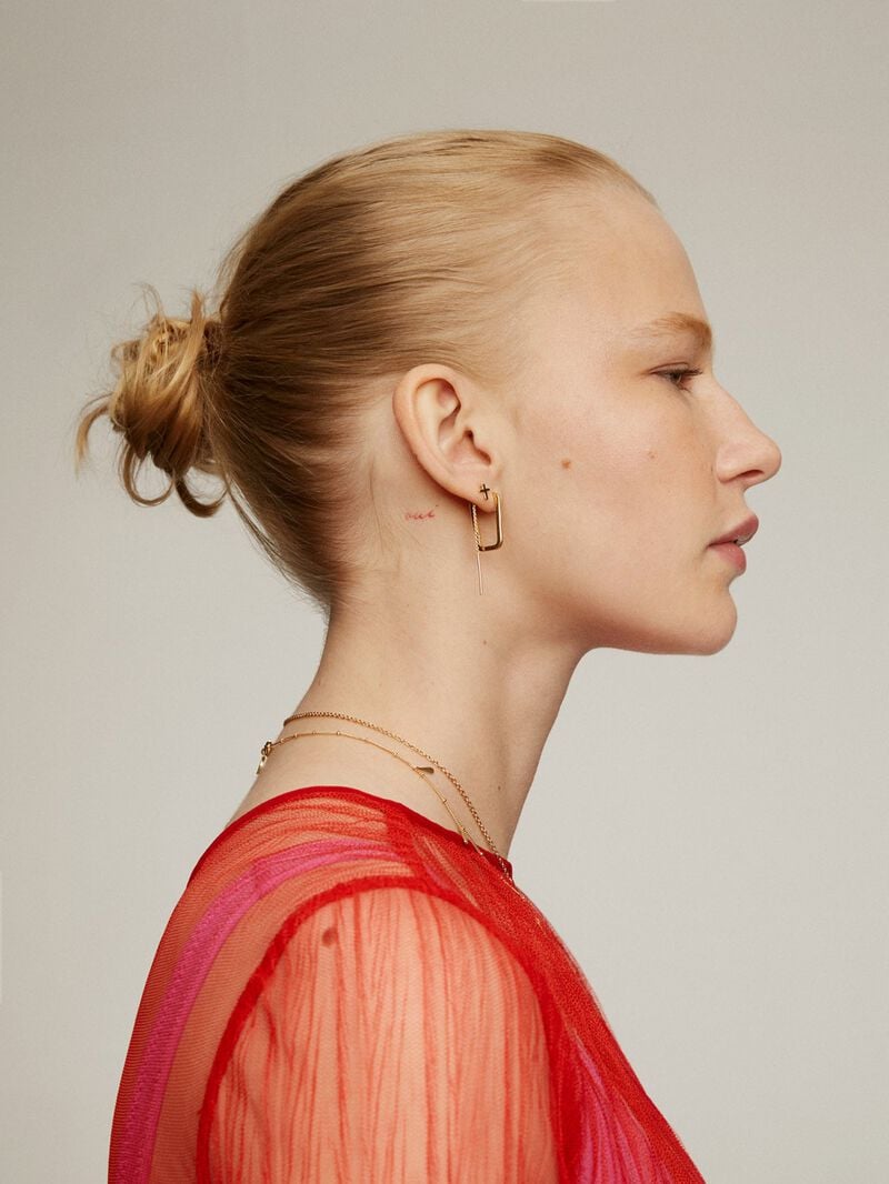 Rectangular earrings made of 925 silver coated in 18K yellow gold. image number 3