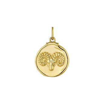 Pendentif médaille Bélier en argent plaqué en or jaune 18 K, J04780-02-ARI, mainproduct
