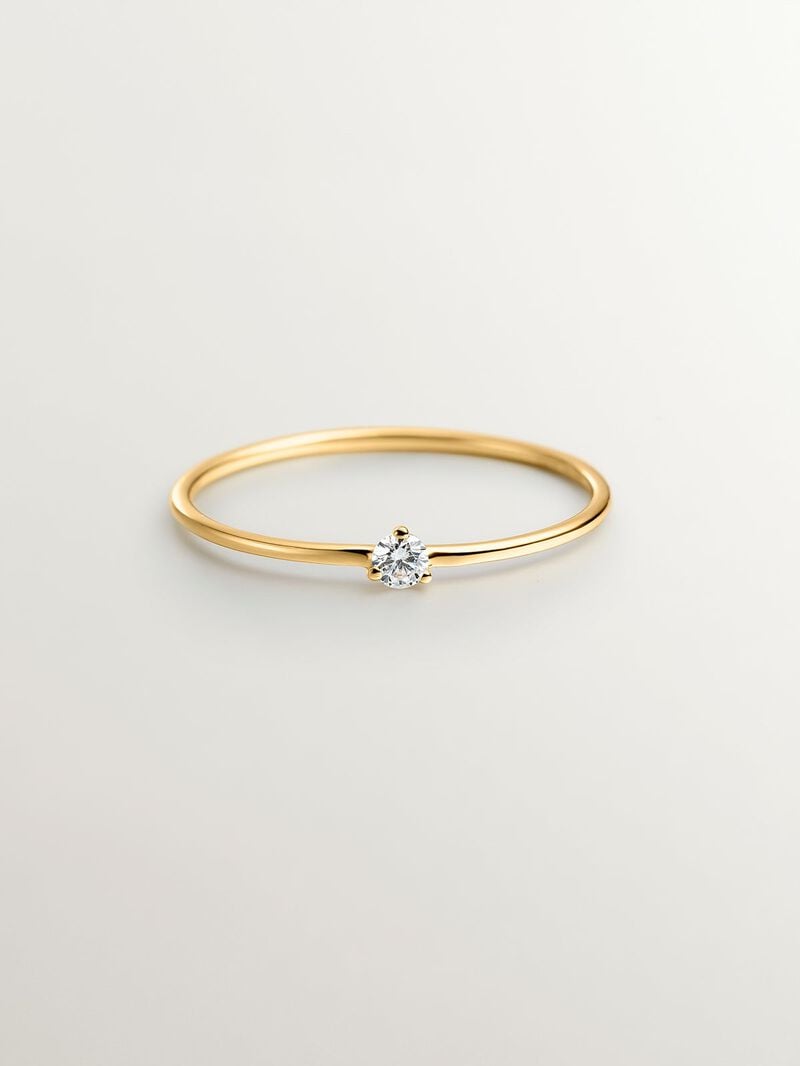 18K yellow gold solitaire ring with a 0.048cts diamond. image number 2