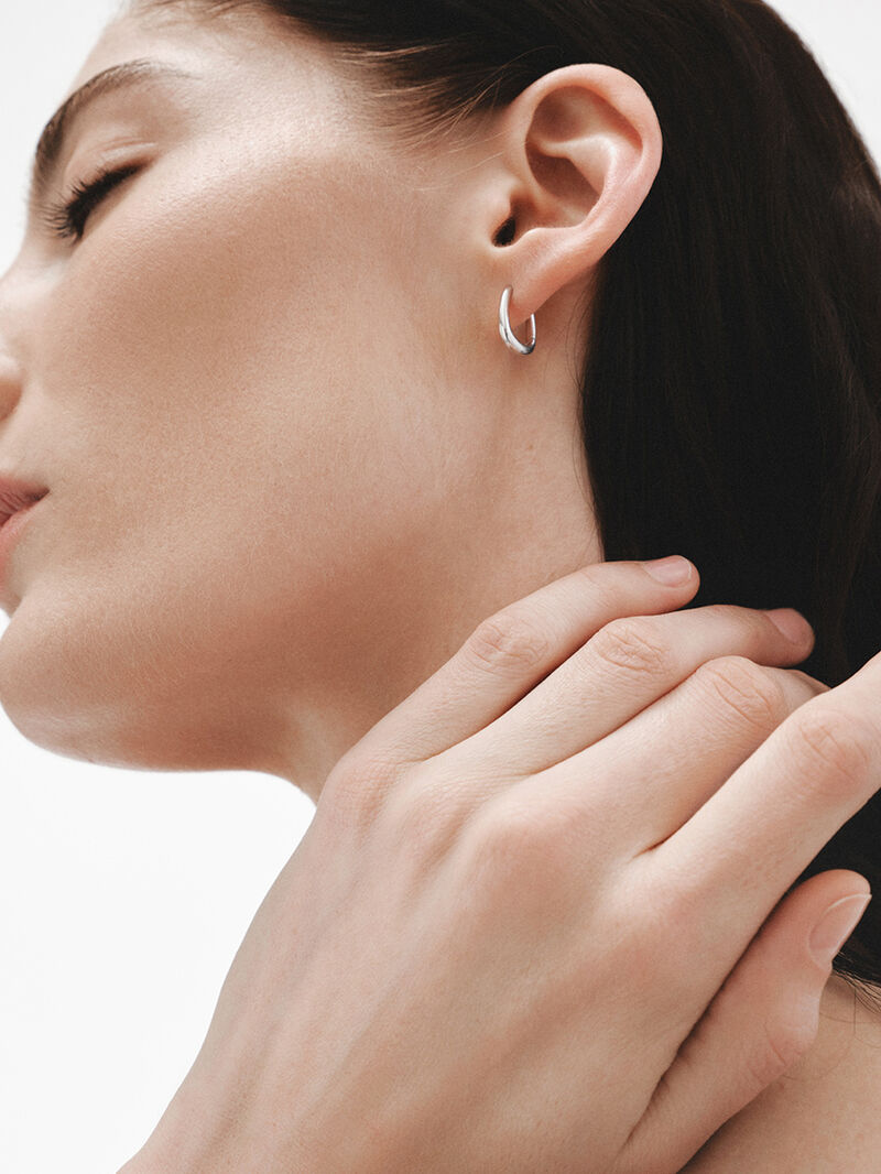 925 Silver Chunky Hoop Earrings image number 3