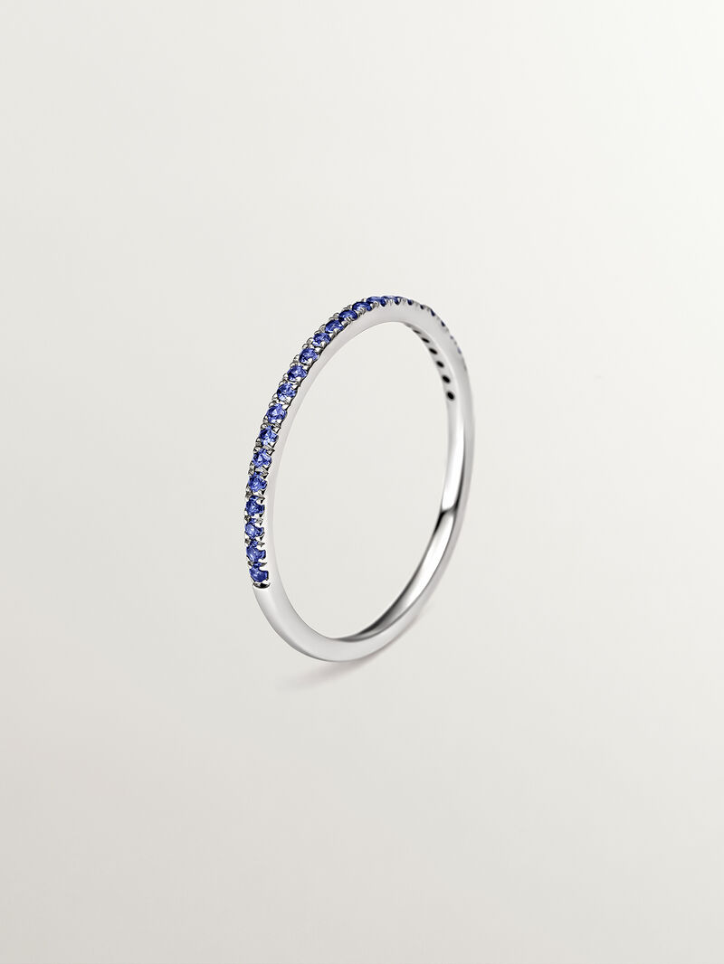 9K white gold ring with blue sapphires image number 0