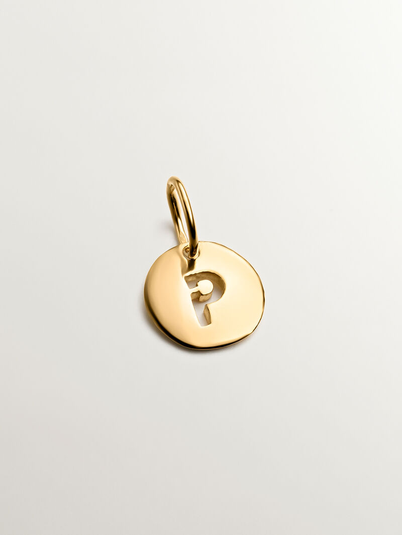 925 Silver charm bathed in 18K yellow gold with initial P image number 0