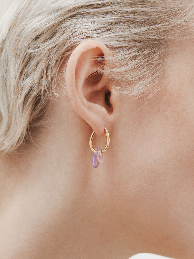 925 silver ring earrings in 18k yellow gold with Ágata image number 3