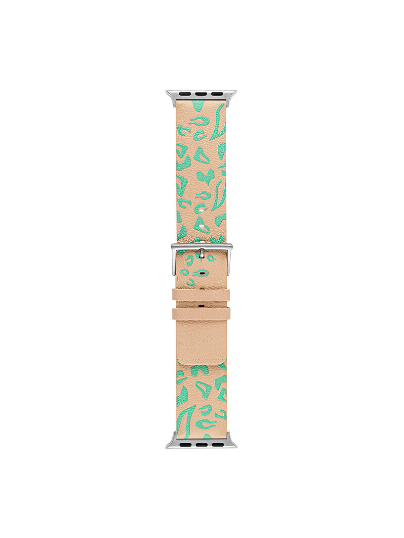 Leather Apple Watch band with pink and green animal print image number 4