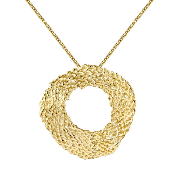 Collar círculo geométrico mimbre plata recubierta oro , J04420-02, mainproduct