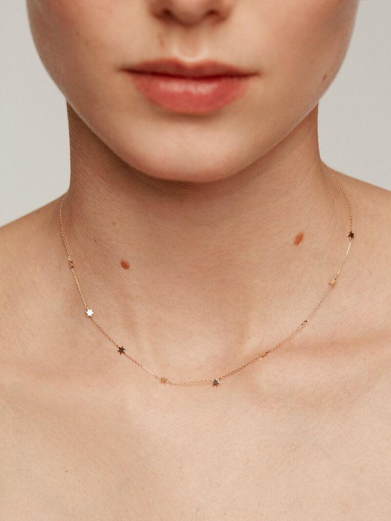 9K Yellow Gold Necklace with Stars image number 1