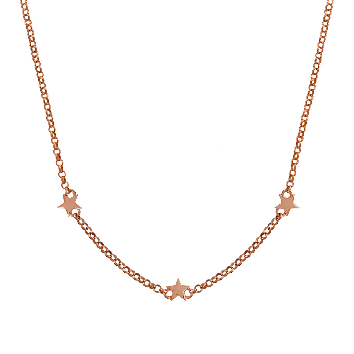 Mini rose gold plated stars necklace , J01900-03, hi-res