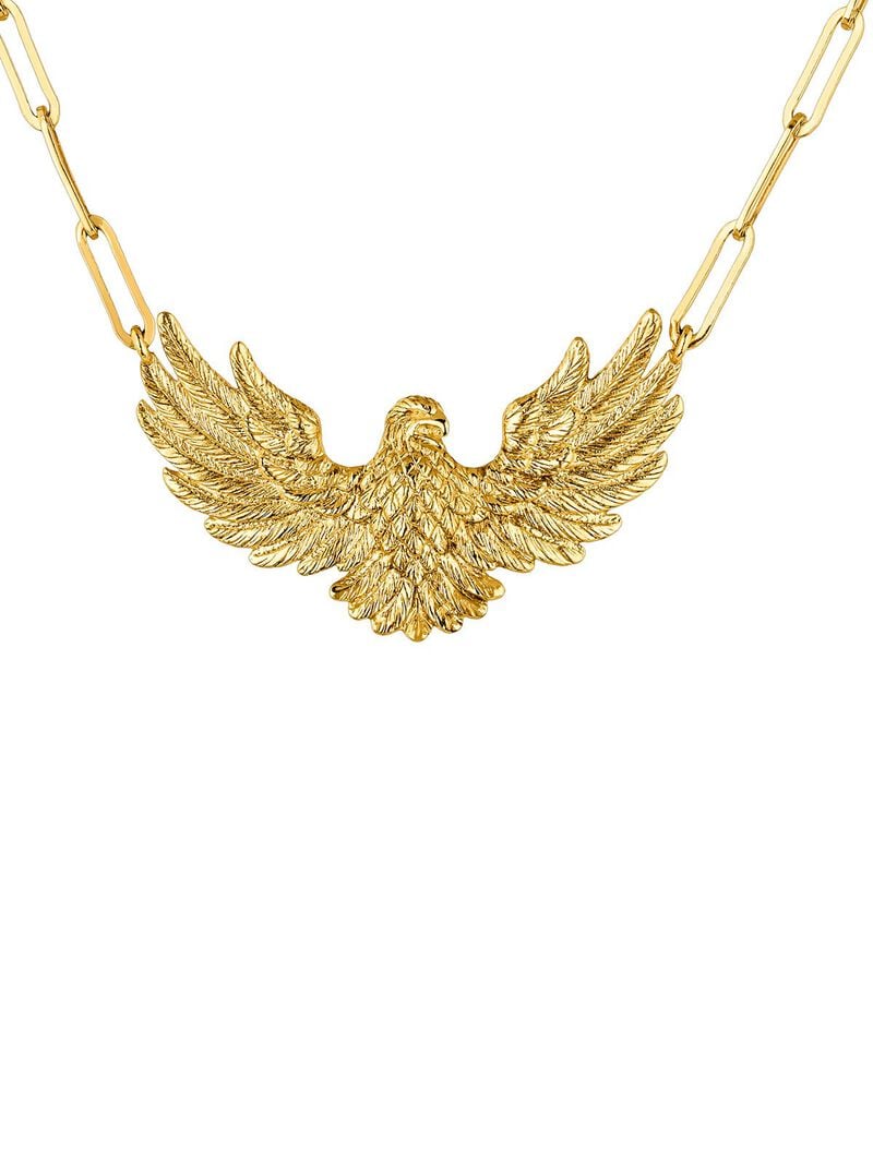 925 Silver link necklace bathed in 18K yellow gold with eagle image number 4