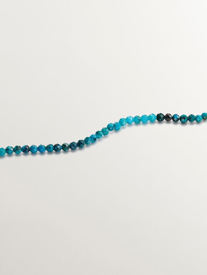 925 Silver necklace bathed in 18K yellow gold with chrysocolla beads. image number 4
