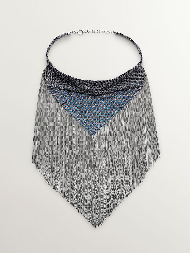 925 silver and silk mesh bandana necklace image number 0
