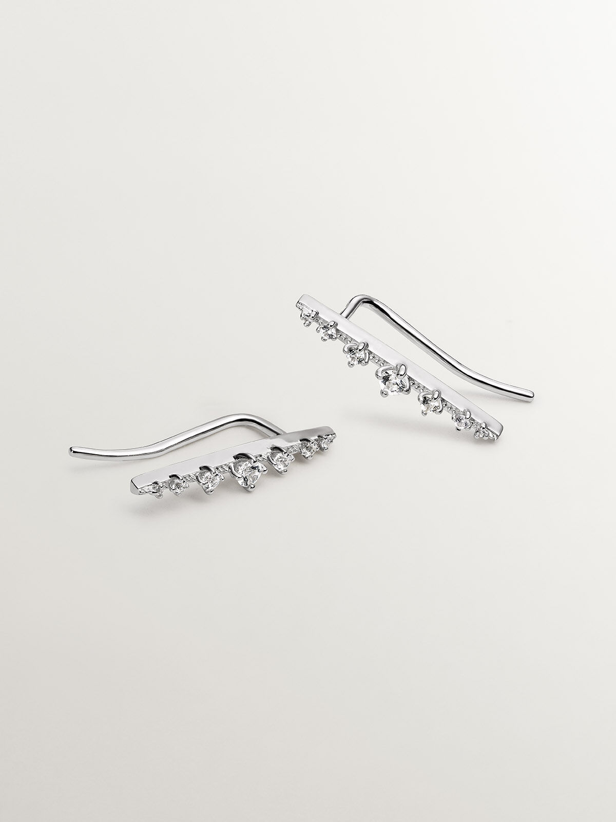 925 Silver Climber Earrings with White Sapphires Aristocrazy
