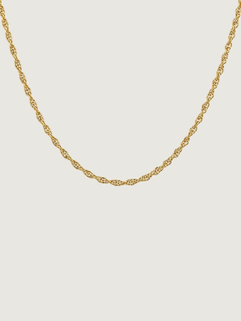 925 Silver Rope Link Chain coated in 18k Yellow Gold image number 2
