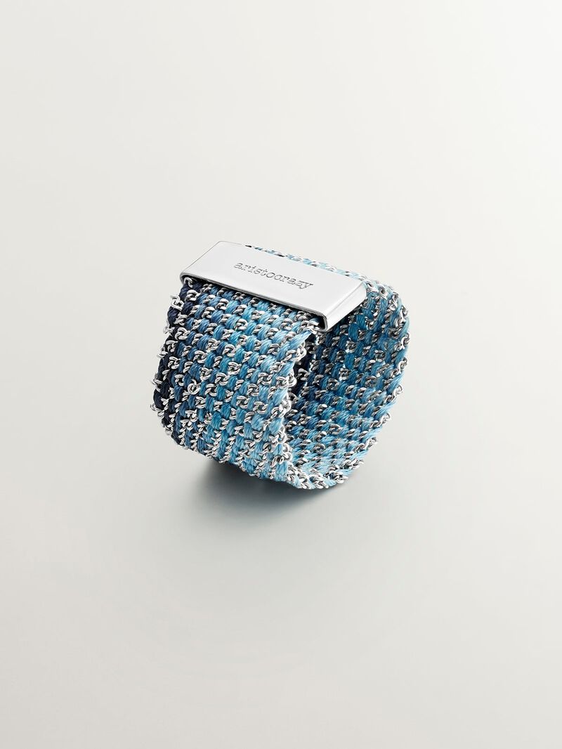 925 silver and silk mesh ring image number 2