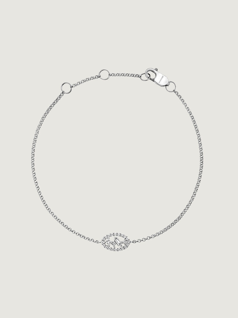 Pulsera de oro blanco de 18kt con motivo ovalado de diamantes  image number 0