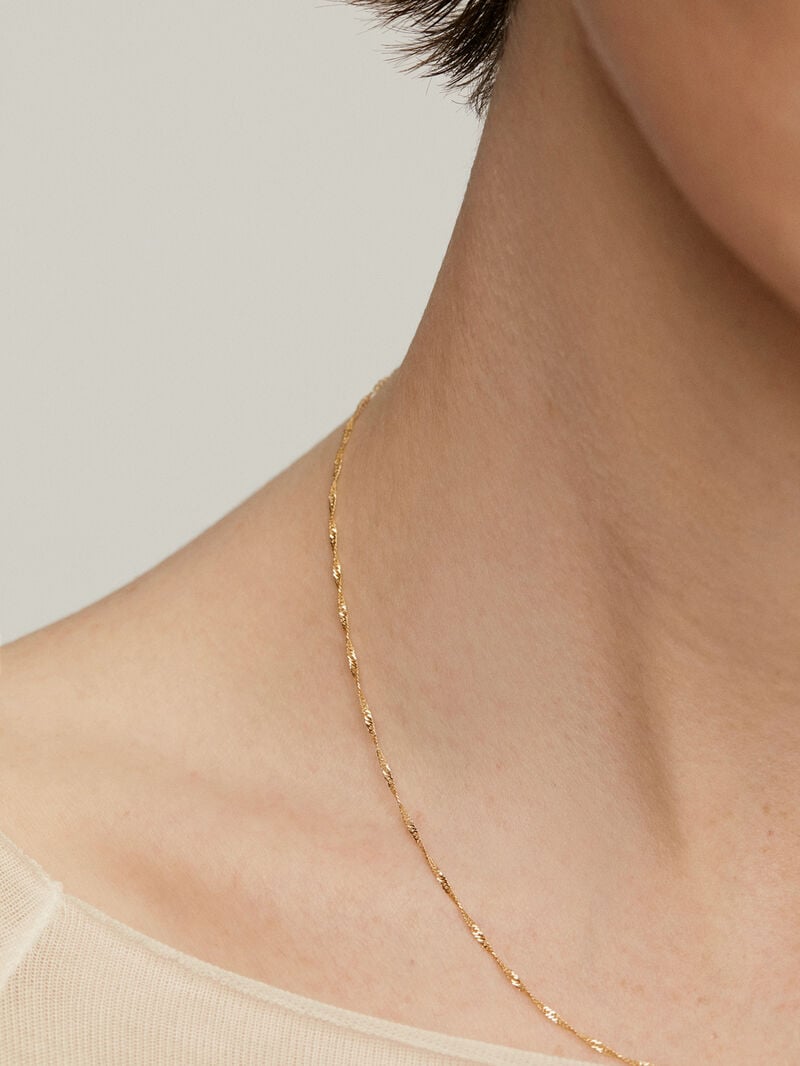 Fine link chain of 9K yellow gold rat tail image number 1