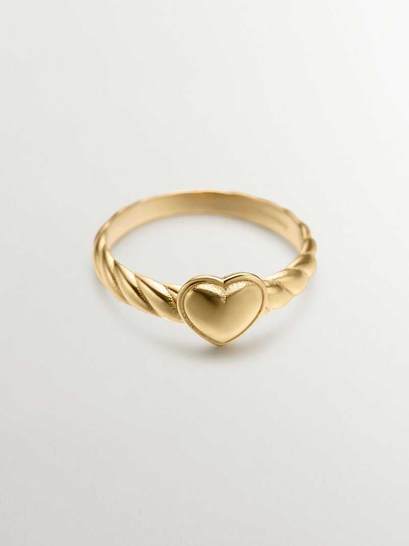 925 silver ring bathed in 18k yellow gold and chicken texture image number 1