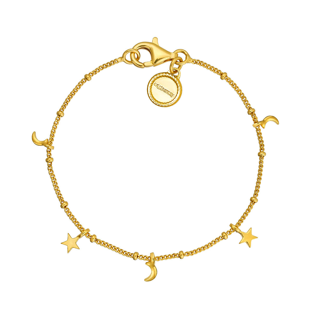 Gold plated silver stars and moons bracelet , J04819-02, hi-res