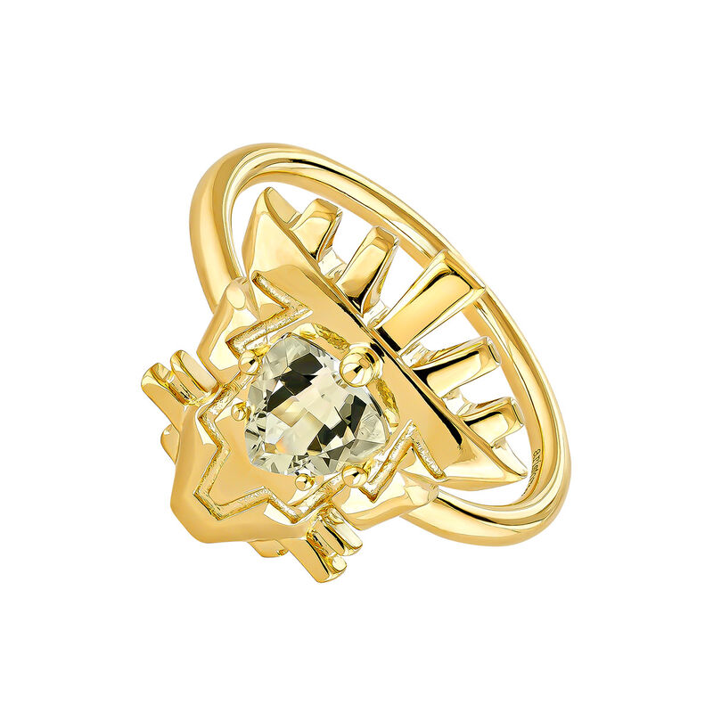 Gold plated quartz fantasy ring, J04565-02-GQ, hi-res