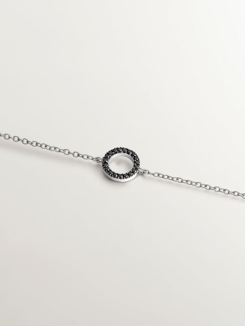 925 Silver bracelet with circle of black spinels image number 4