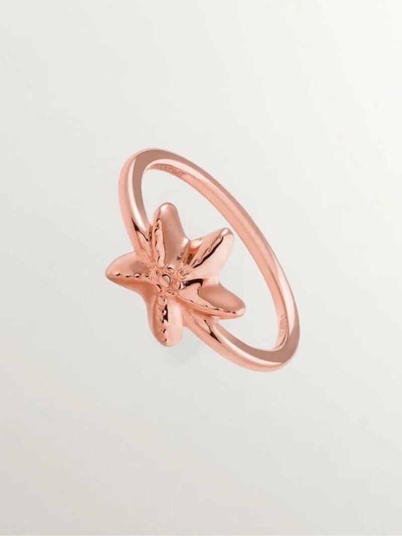 925 silver ring bathed in rose gold with stars of sea image number 0