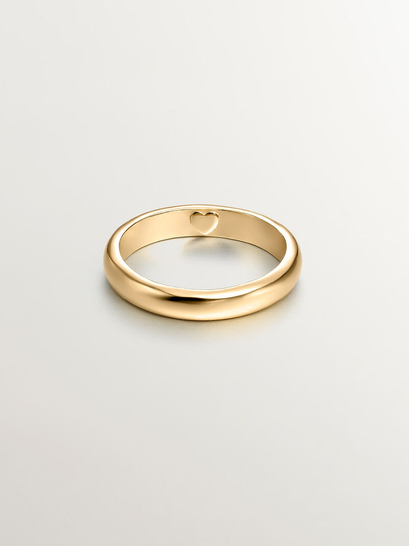925 Silver band-style ring bathed in 18K yellow gold with an internal heart. image number 2