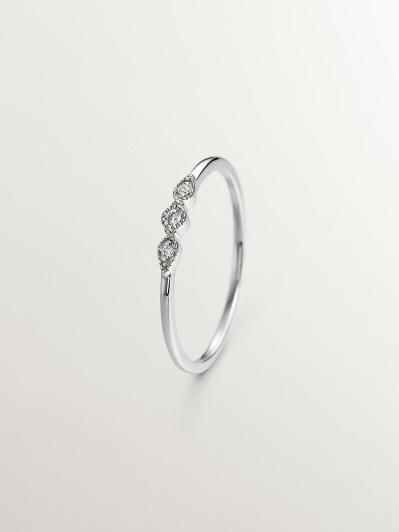18K white gold triplet ring with diamonds 0.027 image number 0