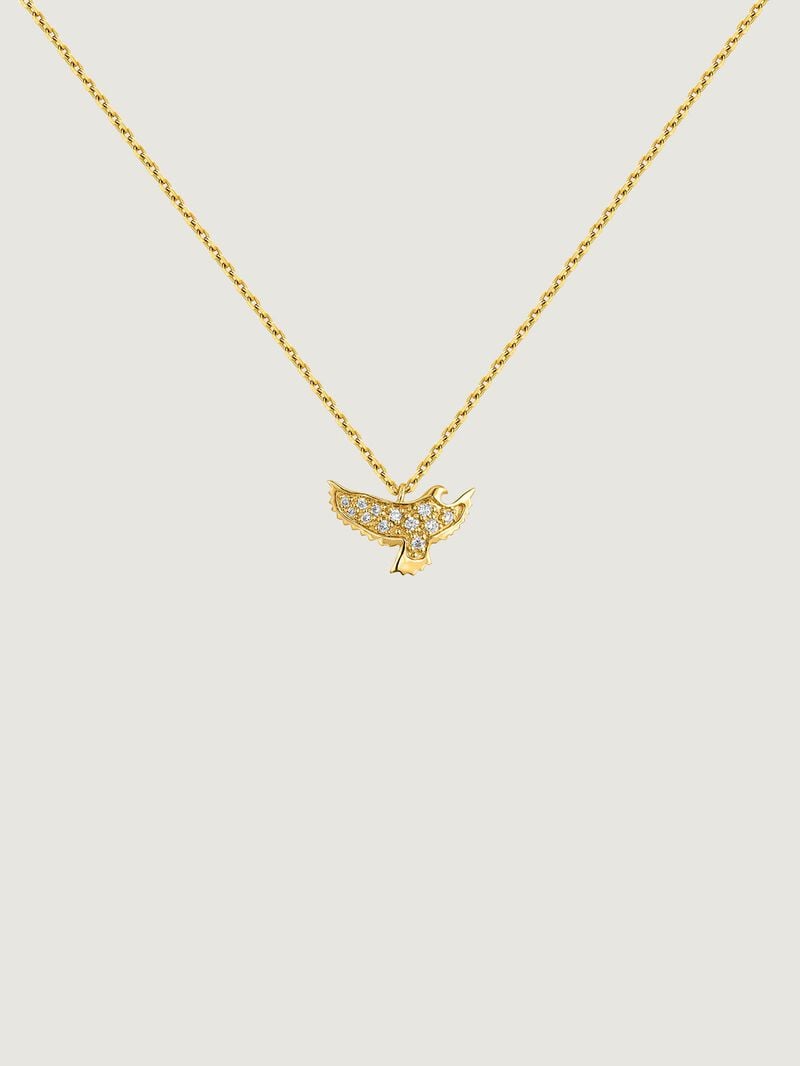 18K yellow gold pendant in the shape of an eagle with diamonds image number 0