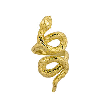 Anillo serpiente enroscada de plata recubierta de oro , J03179-02,hi-res