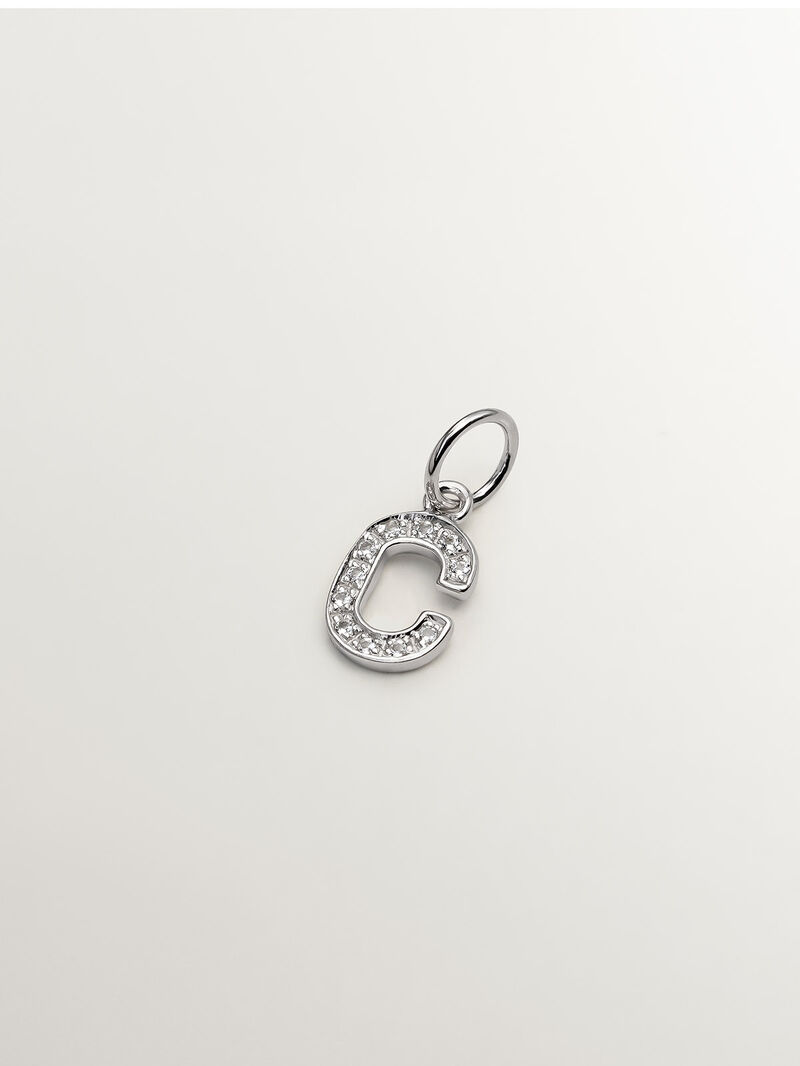 925 Silver Charm and White Topaz Initial C image number 0