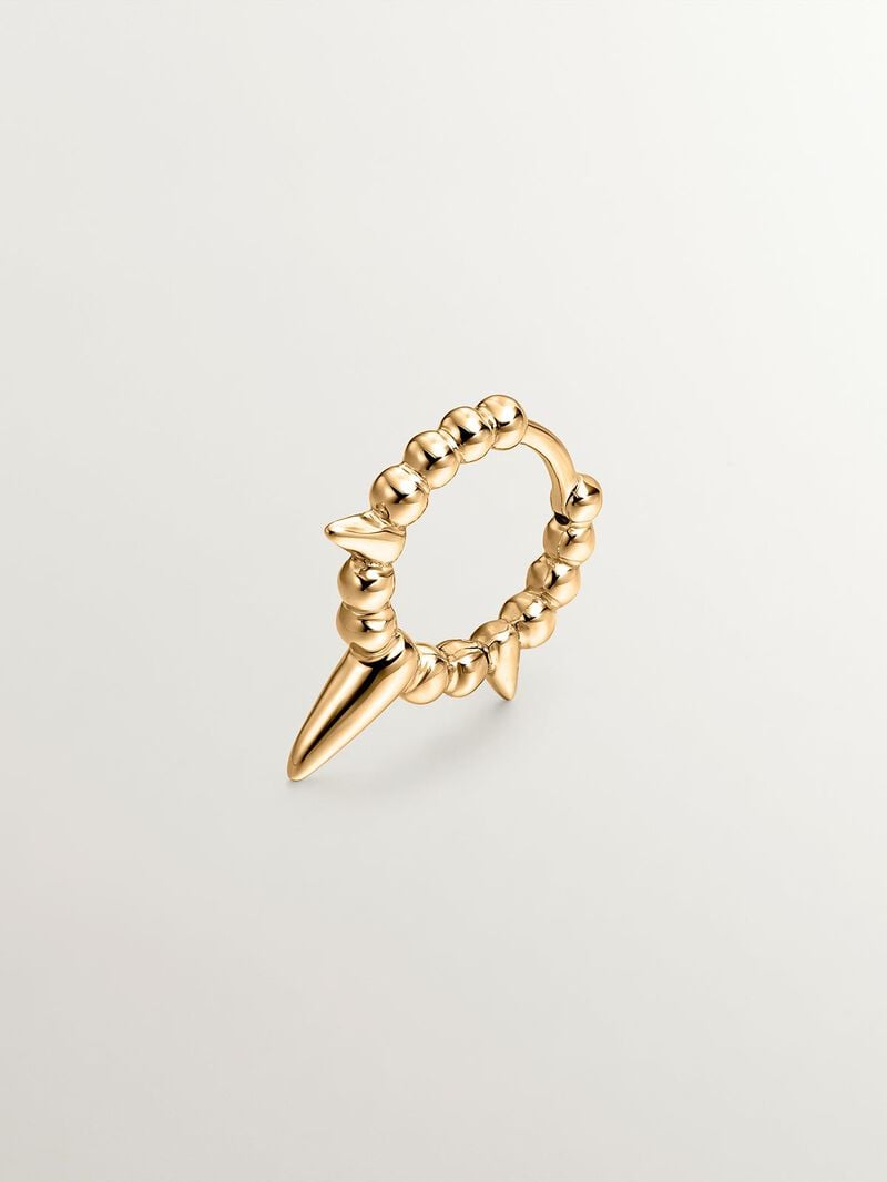 Individual 9K yellow gold earring with balls and spikes. image number 0