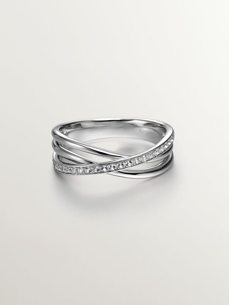 927 Silver Double Ring with White Topazes image number 2