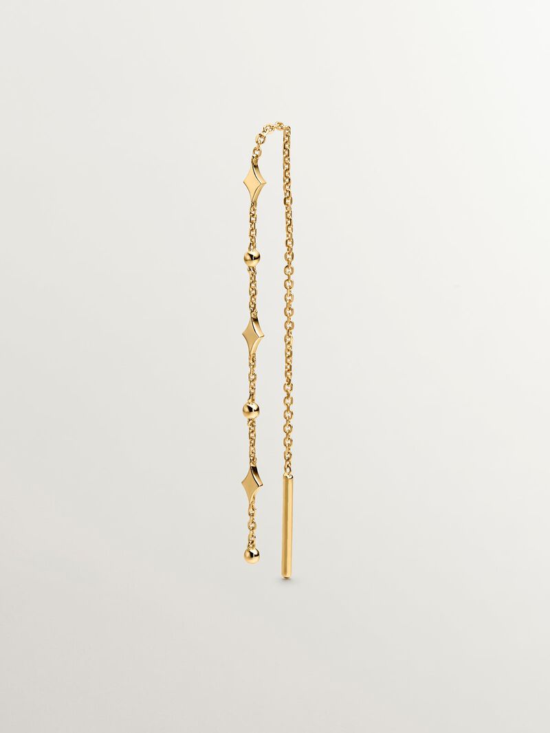 Single 9K yellow gold earring with chain and motifs. image number 2