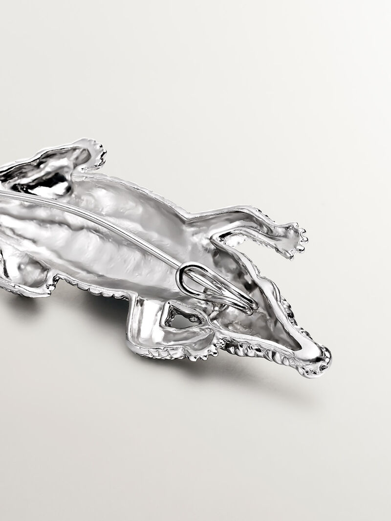 925 silver brooch bathed in 18K yellow gold shaped like crocodile image number 6