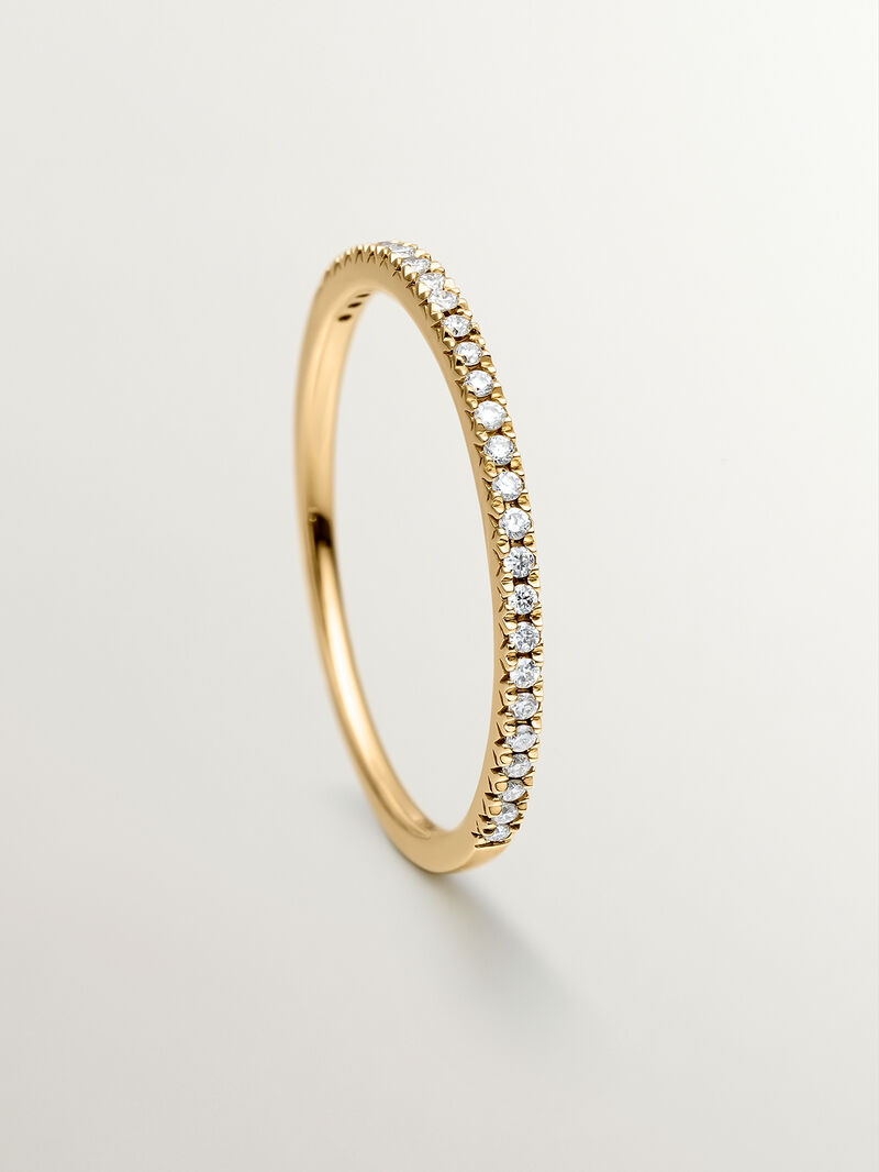 18K yellow gold ring with brilliant cut diamonds image number 4