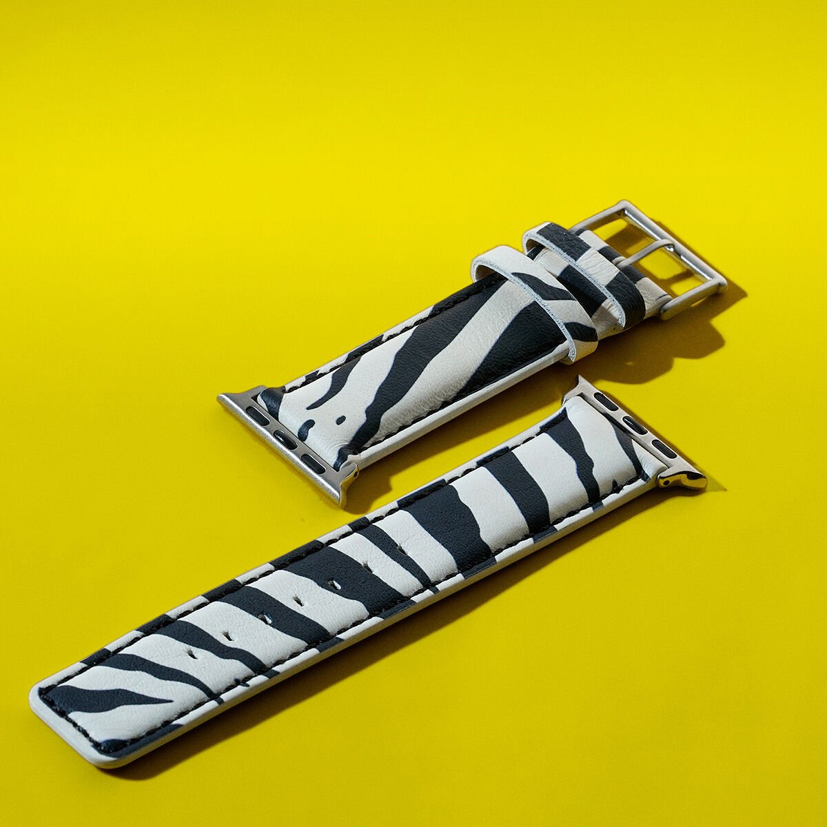 Black and white zebra print leather Apple Watch band Aristocrazy