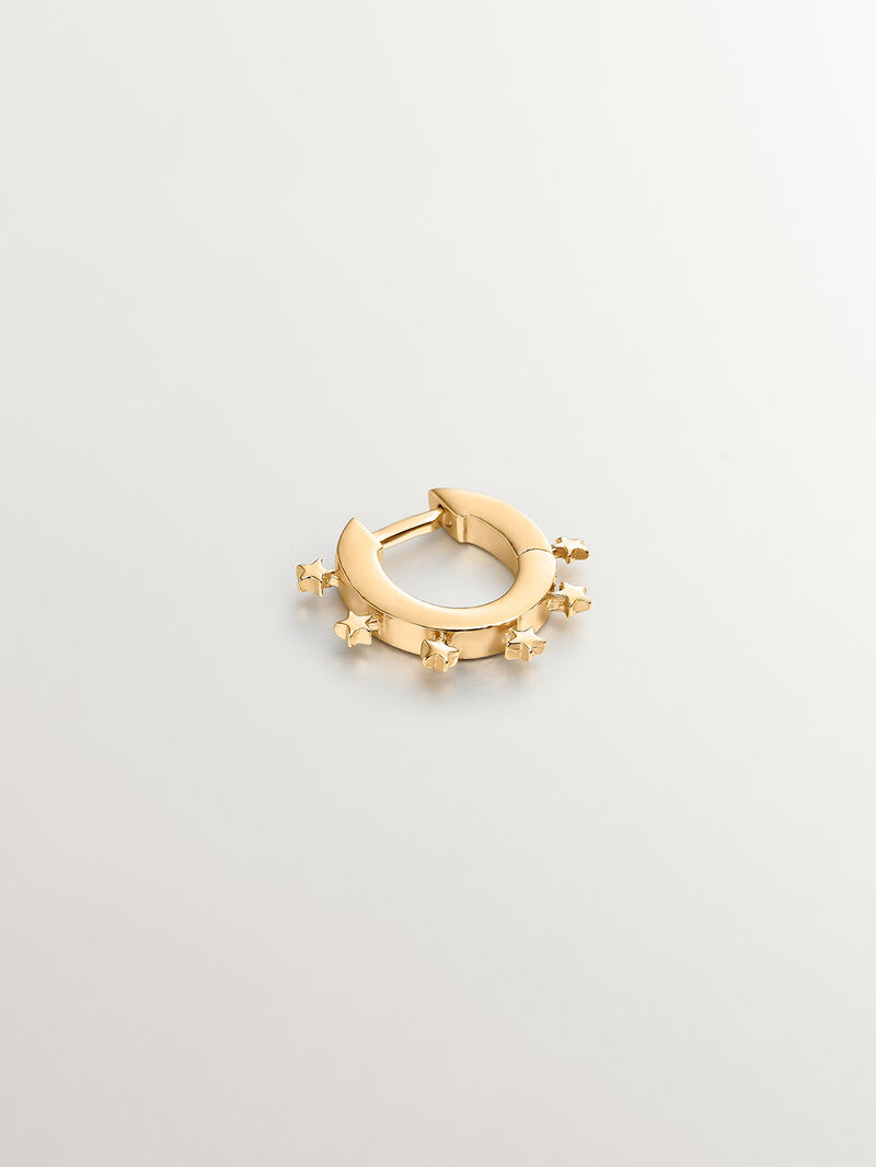 Individual small hoop earring made of 925 silver, bathed in 18K yellow gold with stars. image number 2