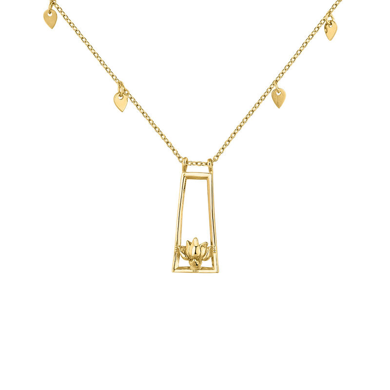 Collar flor de loto plata recubierta oro , J04718-02, mainproduct