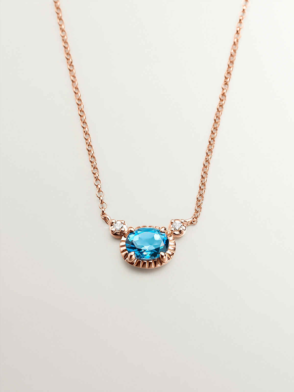 London blue topaz 2024 necklace rose gold