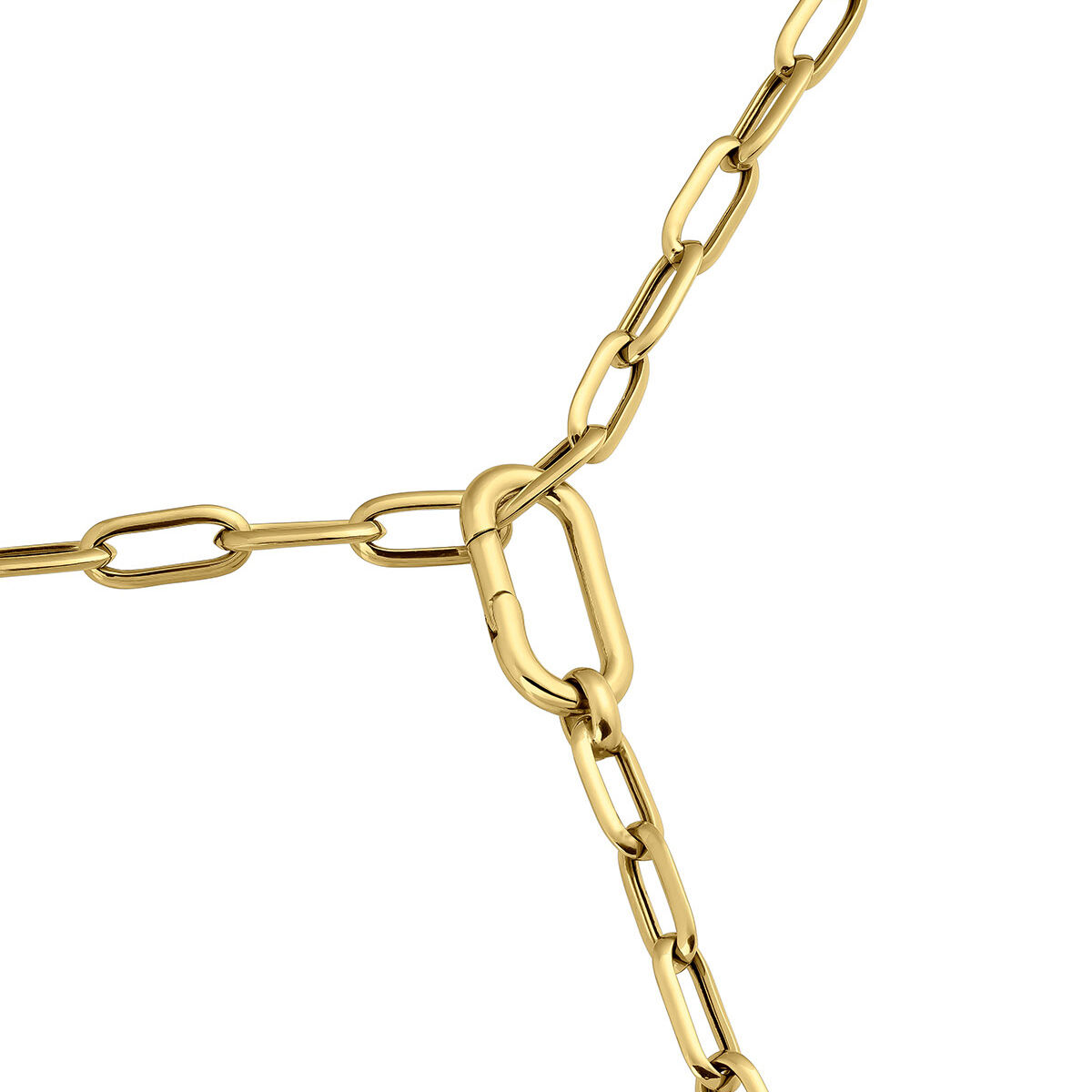 Rectangular cable link chain in 18k yellow gold-plated silver, J05340-02-45, hi-res
