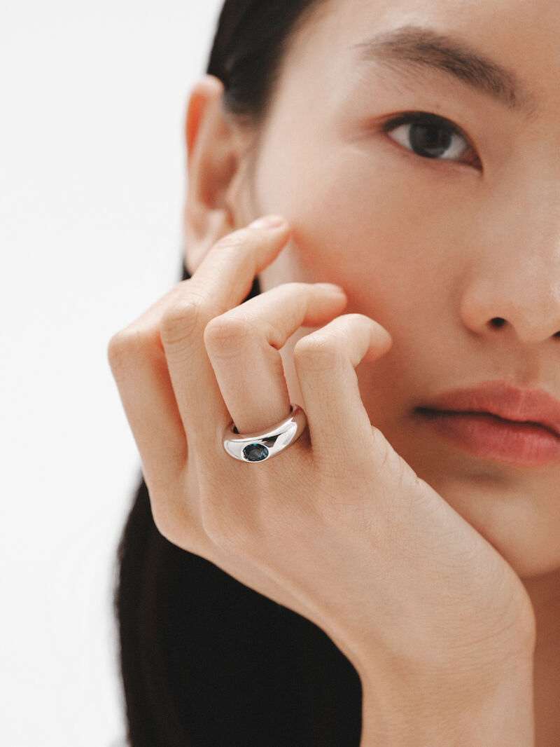 925 silver ring with London blue topaz image number 1