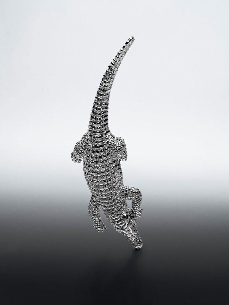 925 silver brooch bathed in 18K yellow gold shaped like crocodile image number 8