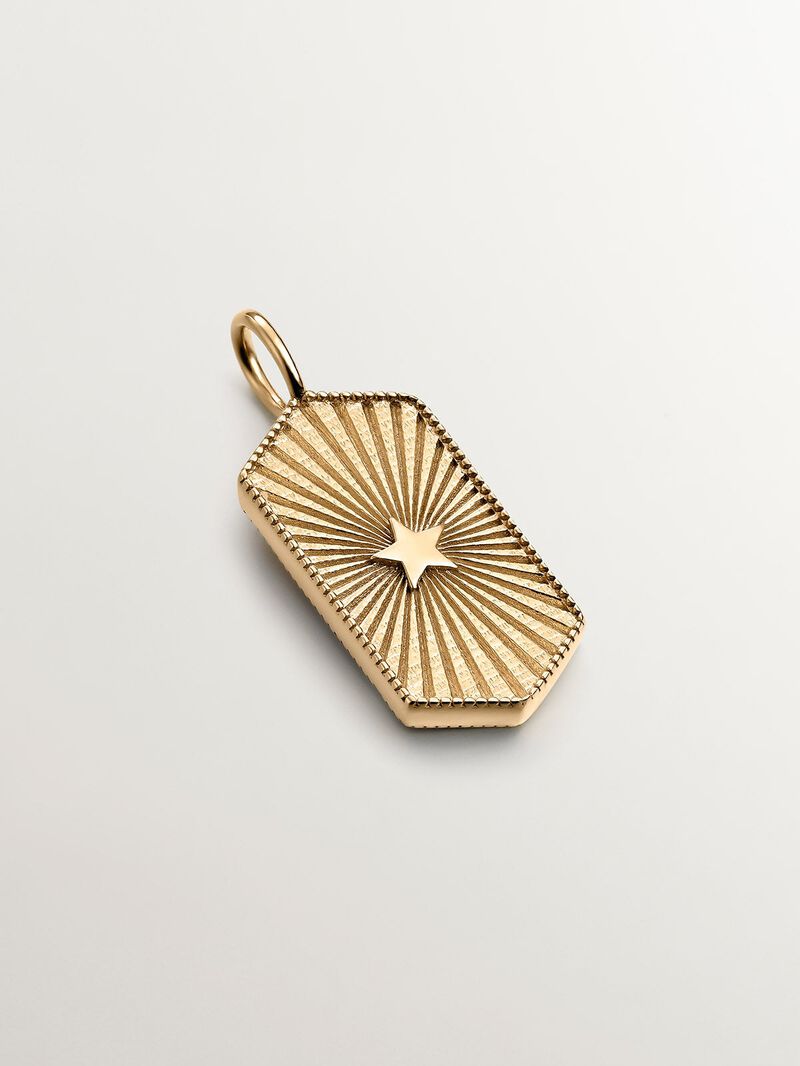 925 silver charm bathed in 18k yellow gold with orange enamel image number 2