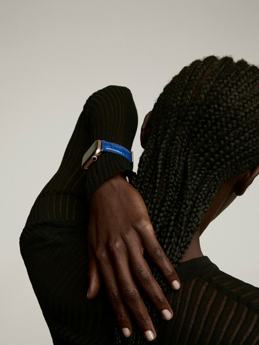 Correa Apple Watch cuero cocodrilo azul, IWSTRAP-BUC, hi-res